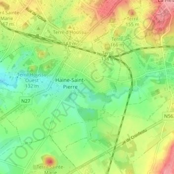 Topografische kaart Les Fonds, hoogte, reliëf
