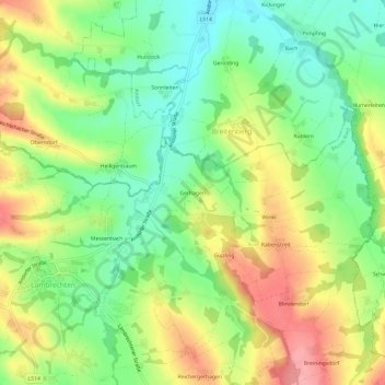Topografische kaart Gerhagen, hoogte, reliëf