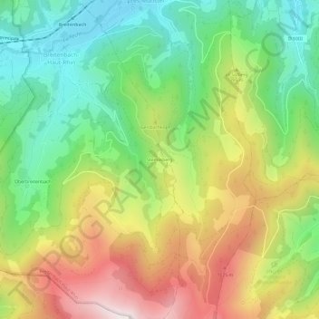 Topografische kaart Stemlisberg, hoogte, reliëf