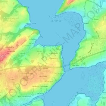 Topografische kaart Le Bas Bout, hoogte, reliëf