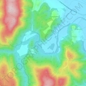 Topografische kaart Brenna, hoogte, reliëf