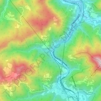 Topografische kaart Creverina, hoogte, reliëf