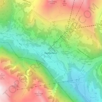 Topografische kaart Hof, hoogte, reliëf