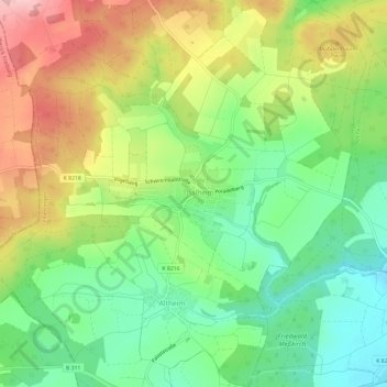 Topografische kaart Thalheim, hoogte, reliëf