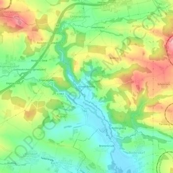 Topografische kaart Untere Reitling, hoogte, reliëf