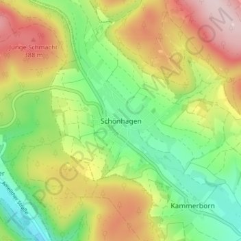Topografische kaart Schönhagen, hoogte, reliëf