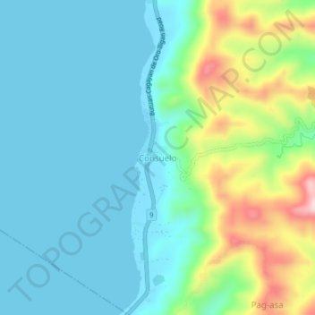 Topografische kaart Consuelo, hoogte, reliëf