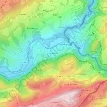 Topografische kaart Les Bassots, hoogte, reliëf