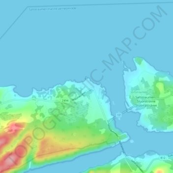 Topografische kaart Straum, hoogte, reliëf