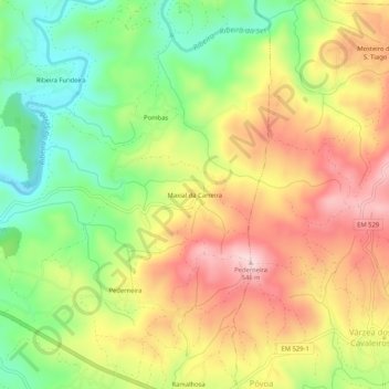 Topografische kaart Maxial da Carreira, hoogte, reliëf