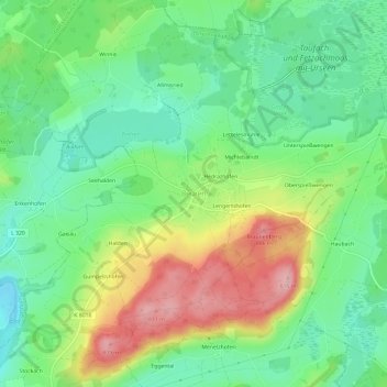 Topografische kaart Beuren, hoogte, reliëf