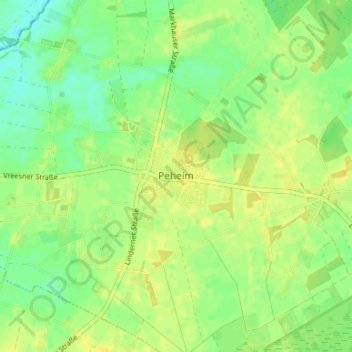 Topografische kaart Peheim, hoogte, reliëf
