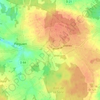Topografische kaart Le Roha, hoogte, reliëf