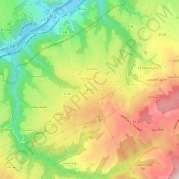Topografische kaart Le Pré, hoogte, reliëf