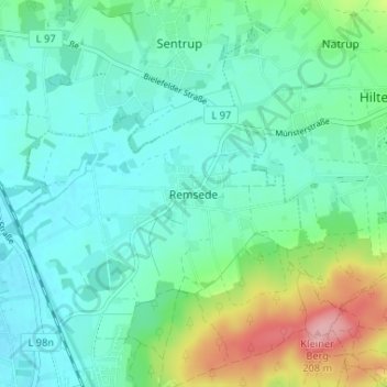 Topografische kaart Remsede, hoogte, reliëf