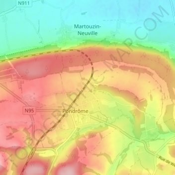 Topografische kaart Esclaye, hoogte, reliëf