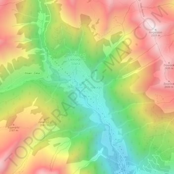 Topografische kaart Lappach - Lappago, hoogte, reliëf