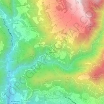Topografische kaart Spignana, hoogte, reliëf
