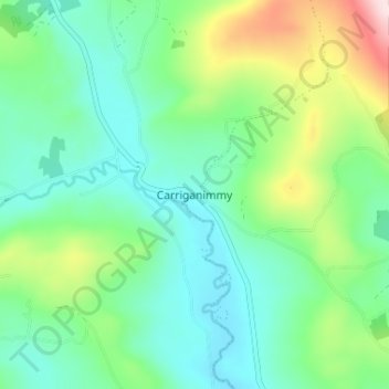Topografische kaart Carriganimmy, hoogte, reliëf