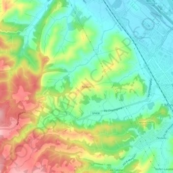 Topografische kaart Ricasoli, hoogte, reliëf