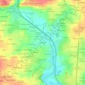 Topografische kaart Normandie, hoogte, reliëf
