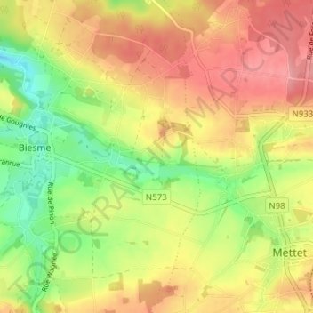 Topografische kaart Fayat, hoogte, reliëf