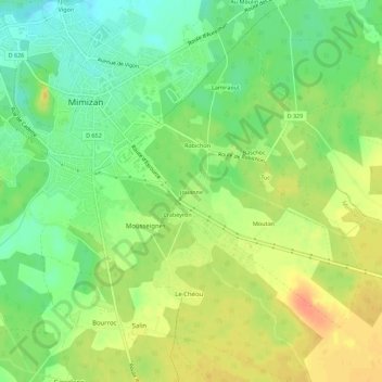 Topografische kaart Jouanne, hoogte, reliëf