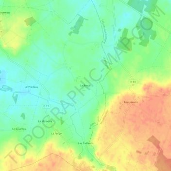 Topografische kaart Le Breuil, hoogte, reliëf