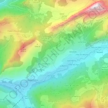 Topografische kaart Le Mont, hoogte, reliëf