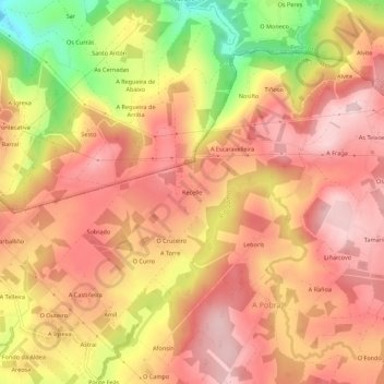 Topografische kaart Recelle, hoogte, reliëf