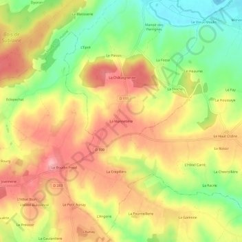 Topografische kaart La Mannetière, hoogte, reliëf
