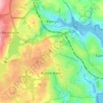 Topografische kaart Lower Kergilliack, hoogte, reliëf