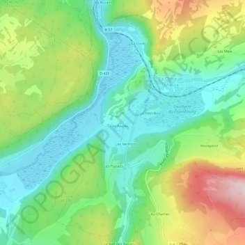 Topografische kaart Les Angles, hoogte, reliëf