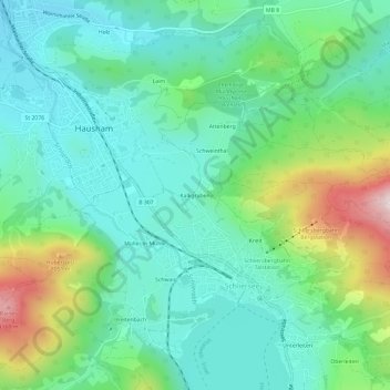 Topografische kaart Kalkgraben, hoogte, reliëf