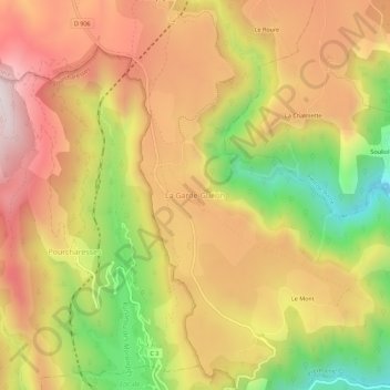 Topografische kaart La Garde-Guérin, hoogte, reliëf