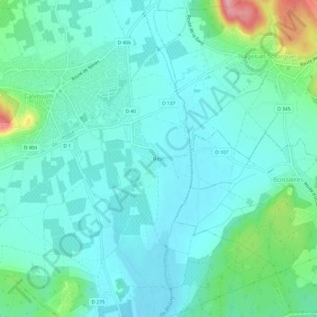 Topografische kaart Bizac, hoogte, reliëf