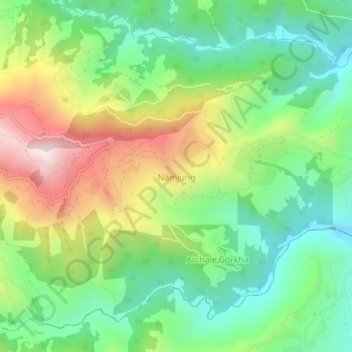 Topografische kaart Namjung, hoogte, reliëf