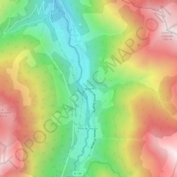 Topografische kaart Troussilh, hoogte, reliëf