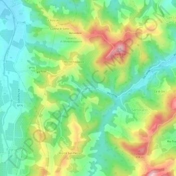 Topografische kaart Loghetto, hoogte, reliëf