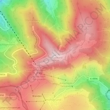 Topografische kaart Schauinsland, hoogte, reliëf