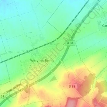 Topografische kaart Le Village, hoogte, reliëf