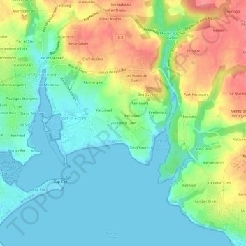 Topografische kaart Goueled al Lenn, hoogte, reliëf