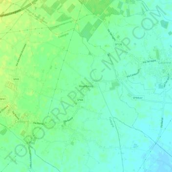 Topografische kaart Roverbasso, hoogte, reliëf