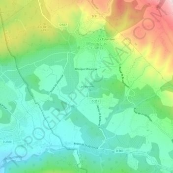 Topografische kaart La Fourane, hoogte, reliëf