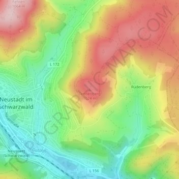 Topografische kaart Tennenberg, hoogte, reliëf