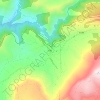 Topografische kaart Losilla, hoogte, reliëf