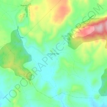 Topografische kaart Sotoca de Tajo, hoogte, reliëf