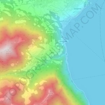 Topografische kaart Xino, hoogte, reliëf