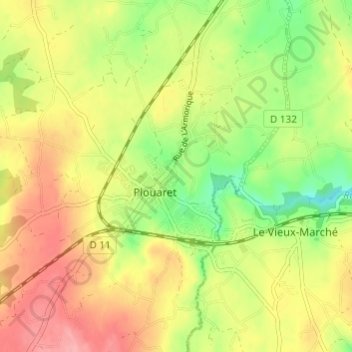 Topografische kaart Prat An Haye, hoogte, reliëf