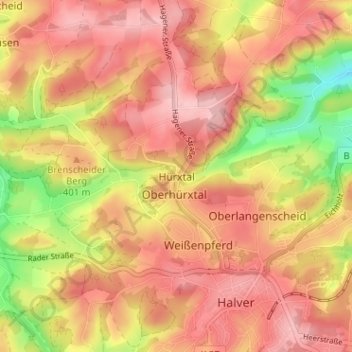 Topografische kaart Hürxtal, hoogte, reliëf
